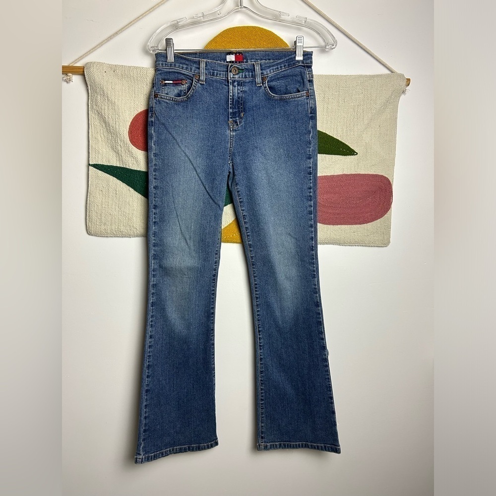 Vintage 2002 Y2k Tommy Hilfiger Jill Wide Flare Leg Stretchy Jeans Size Say 7x31